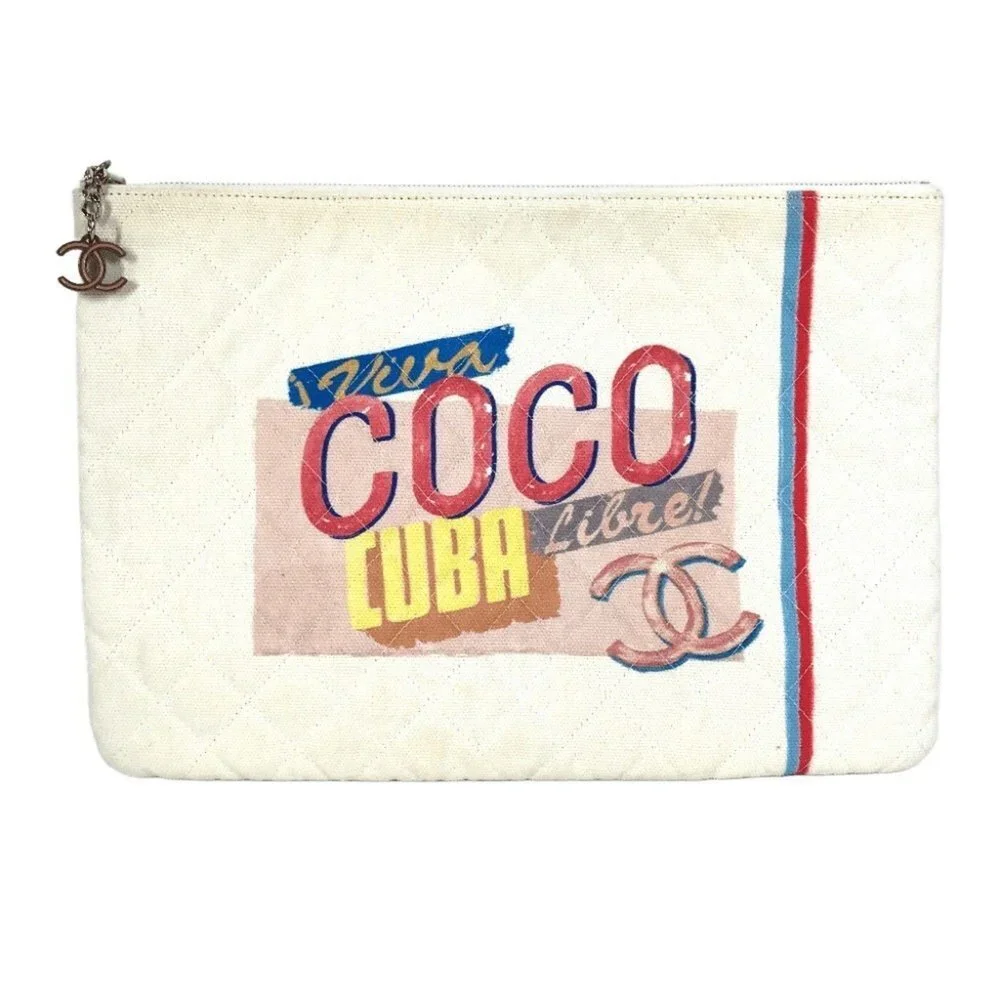 CHANEL Pink Canvas Pouch